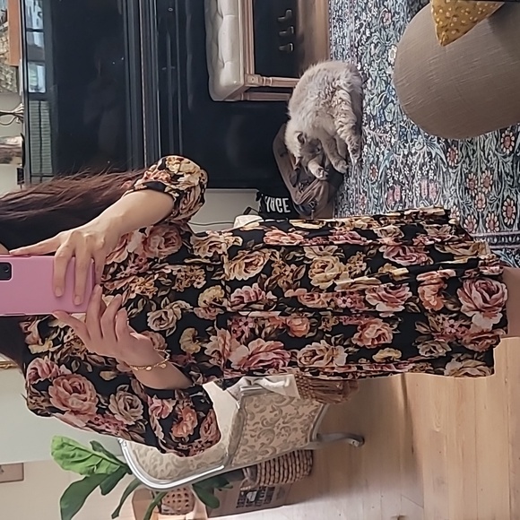 Floral retro button shirt dress - Picture 2 of 4